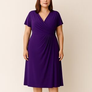 Lauren Ralph Lauren Dress Size 14 Royal Purple Midi Like New Lined
